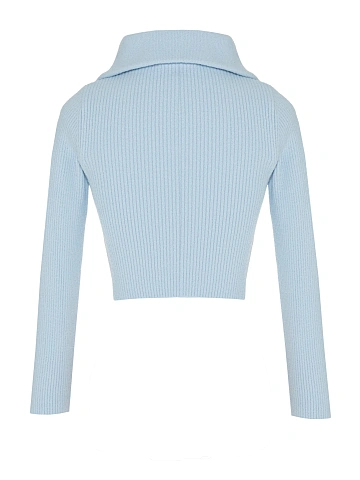 Голубой укороченный кардиган с молнией, 2