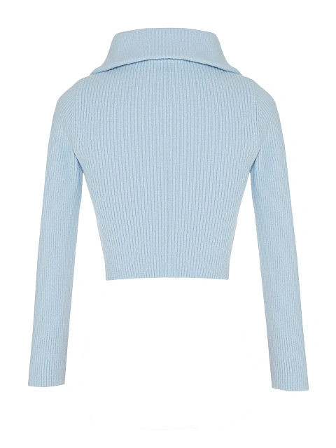 Голубой укороченный кардиган с молнией, 2