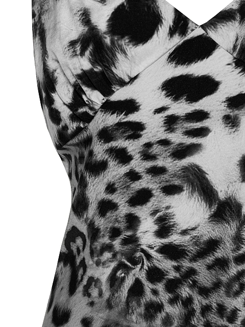 Серое платье-макси из шелка с леопардовым принтом и открытой спиной, 3 Серое платье-макси из шелка с леопардовым принтом и открытой спиной, 3