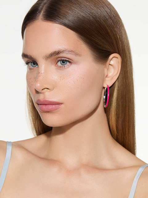 Средние хупсы из белого золота с эмалью Tutti Frutti Color, 3 Средние хупсы из белого золота с эмалью Tutti Frutti Color, 3