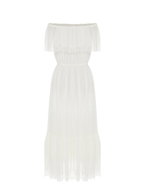 Белое платье из шифона с кружевом, 2