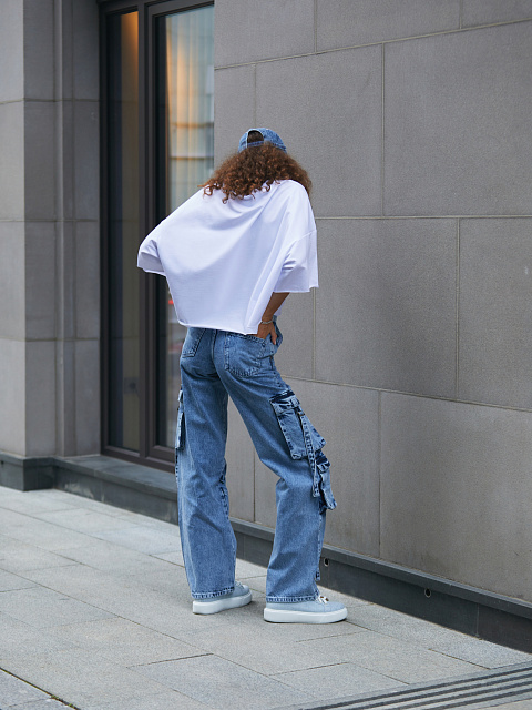 Синие джинсы-карго с ремнями, 11 Синие джинсы-карго с ремнями, 11