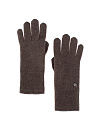 Коричневые кашемировые перчатки с серебряным васильком