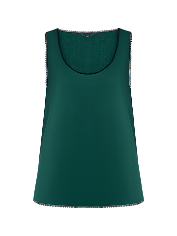 Зеленый топ из шелка с кружевом, 1
