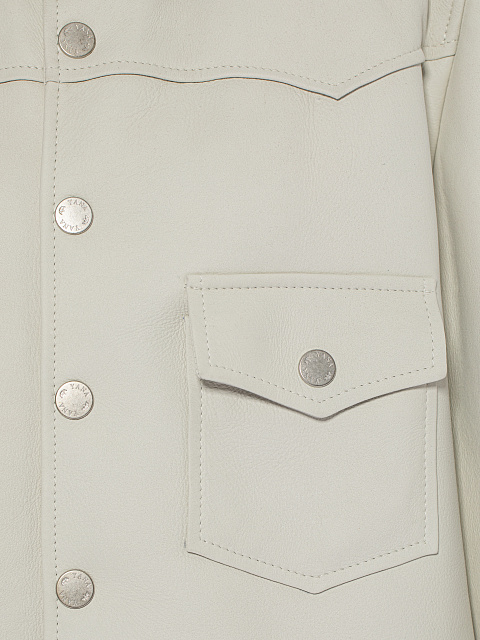 Укороченная белая куртка из кожи с подкладом из овчины, 3 Укороченная белая куртка из кожи с подкладом из овчины, 3