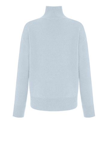 Голубой кашемировый свитер с люрексом и высоким горлом, 2