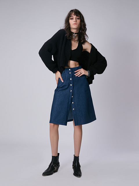 Синяя юбка-миди из денима, 7 Синяя юбка-миди из денима, 7