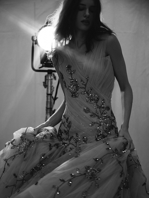 Бежевое асимметричное платье-макси из сетки с вышивкой, 10 Бежевое асимметричное платье-макси из сетки с вышивкой, 10