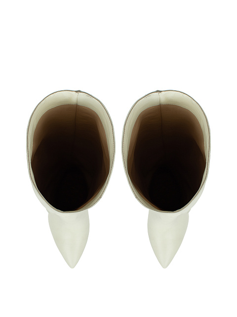 Белые кожаные сапоги на шпильке, 6 Белые кожаные сапоги на шпильке, 6