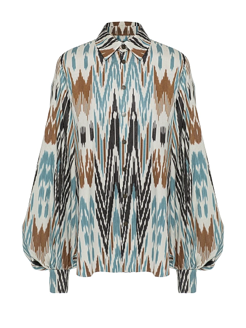 Блузка с объемными рукавами и принтом, 1