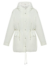 Парка из плащевки молочного цвета со съёмной подстежкой из эко-меха, с капюшоном