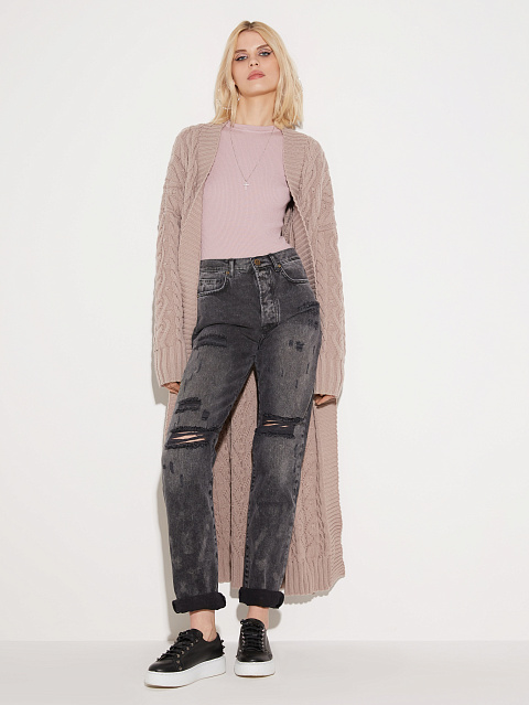 Пудрово-розовое трикотажное боди с круглым вырезом, 4