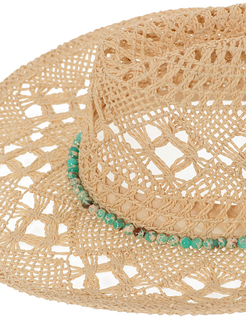 Бежевая соломенная шляпа с яшмой, 4