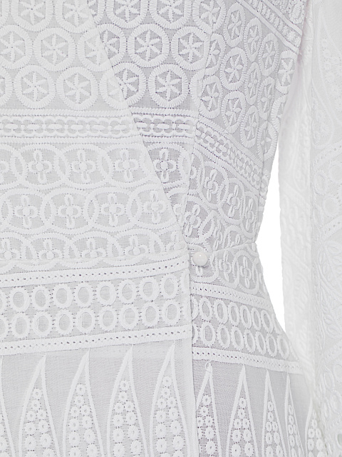 Белое кружевное платье-мини с кисточками, 3