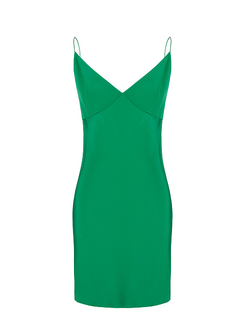 Зеленое платье-мини из шелка, 1