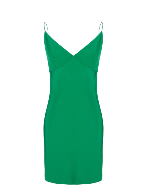 Зеленое платье-мини из шелка, 1