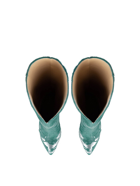 Серебряно-бирюзовые высокие сапоги из меха пони, 4 Серебряно-бирюзовые высокие сапоги из меха пони, 4