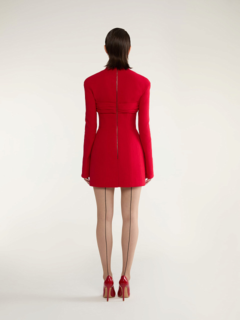 Красное твидовое платье-мини, 6