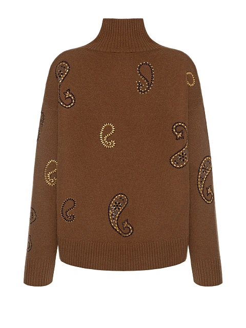 Коричневый кашемировый свитер с узором пейсли, 2 Коричневый кашемировый свитер с узором пейсли, 2