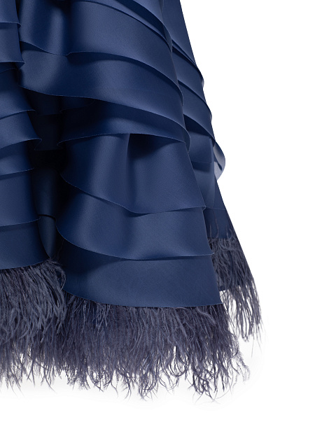 Синее платье-миди из органзы с перьями, 5 Синее платье-миди из органзы с перьями, 5