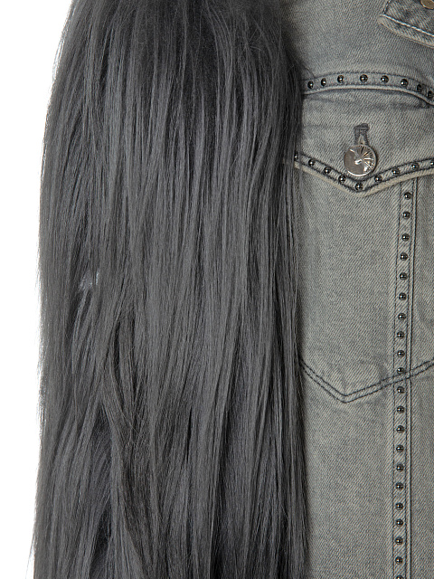 Серая куртка из денима с мехом яка, 11 Серая куртка из денима с мехом яка, 11