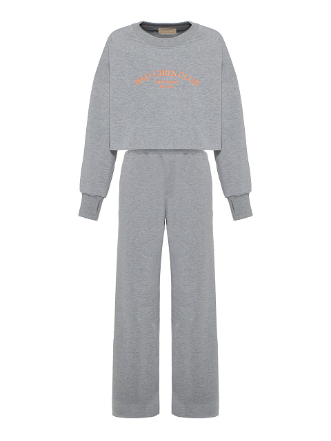 Серый трикотажный костюм Bad Girls Club с оранжевой вышивкой, 1 Серый трикотажный костюм Bad Girls Club с оранжевой вышивкой, 1