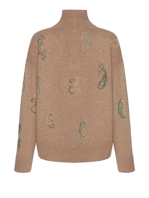 Светло-коричневый кашемировый свитер с узором пейсли, 2
