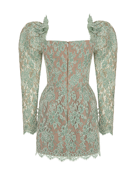 Зеленое платье-мини из кружева, 2 Зеленое платье-мини из кружева, 2