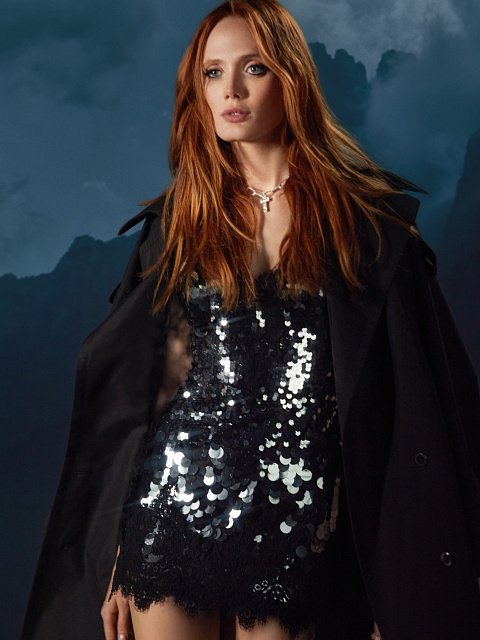 Черный двубортный тренч из хлопка с отделкой из кожи, 10