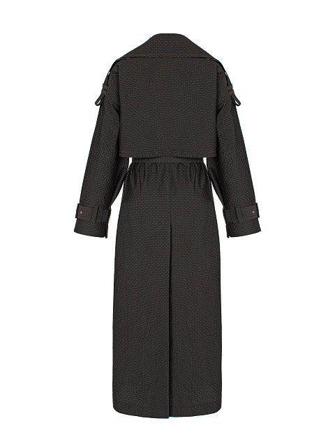 Коричневый двубортный тренч с узором, 3