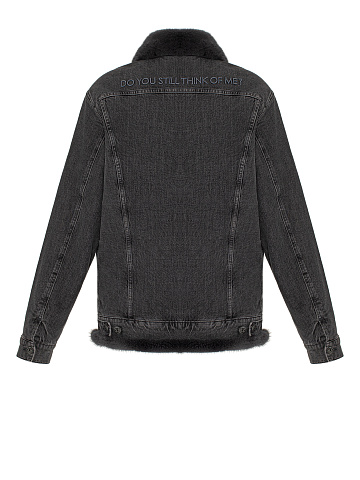 Серая джинсовая куртка с подкладом из меха норки, 2