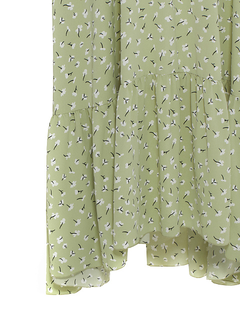 Зеленое платье-макси из вискозы с цветочным принтом, 3