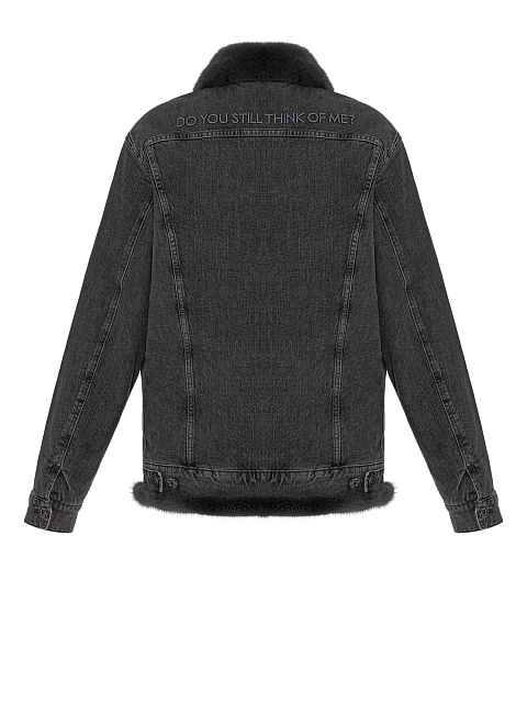 Серая джинсовая куртка с подкладом из меха норки, 2