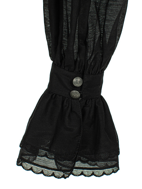 Черная блузка из хлопка с рюшами, 4