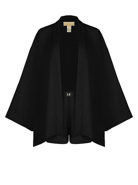 Черный шифоновый комплект из накидки и шорт, 1