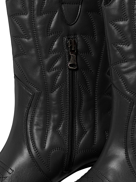 Черные кожаные казаки на каблуке, 9