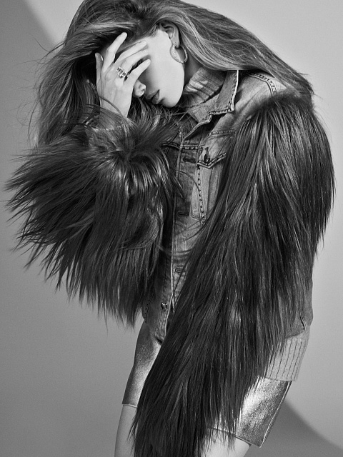 Серая куртка из денима с мехом яка, 13 Серая куртка из денима с мехом яка, 13