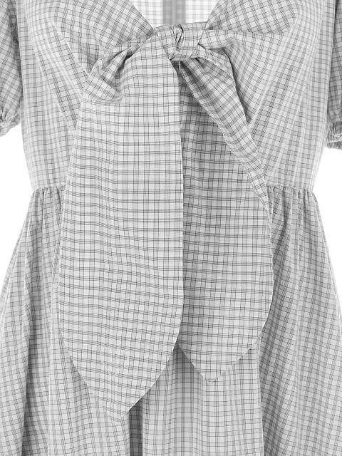 Серое хлопковое платье в клетку, 3