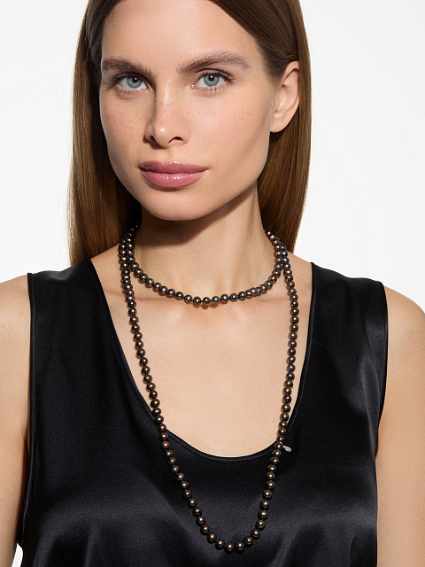 Колье из серебра с жемчугом, 120 см, 2