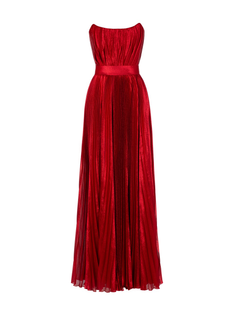 Красное платье-макси из шелка с люрексом, 1