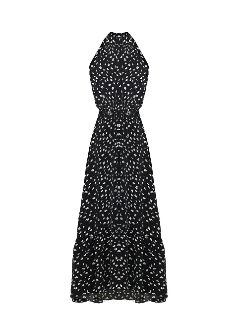 Черное платье-макси из вискозы с цветочным принтом, 1