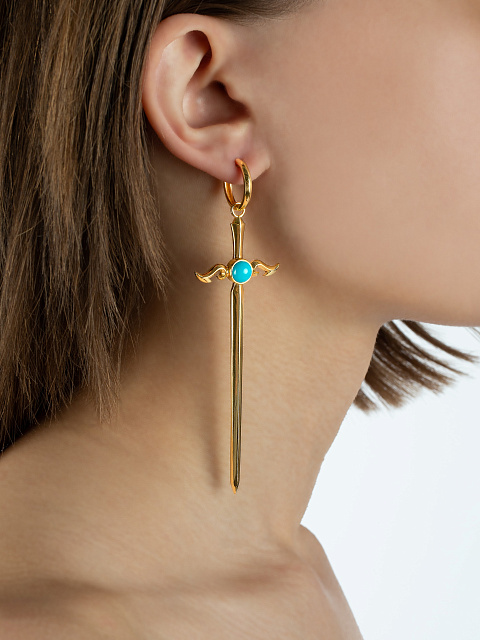 Серьги из позолоченного серебра с бирюзой, 4