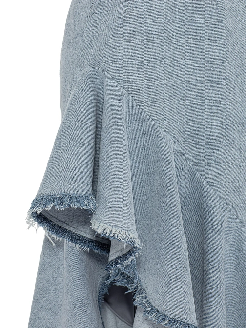 Голубое платье-макси из денима с асимметричным подолом, 3
