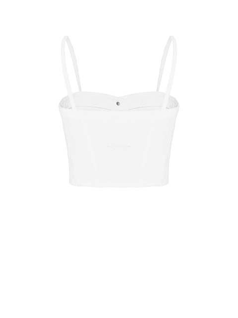 Белый топ из денима с потертостями, 2