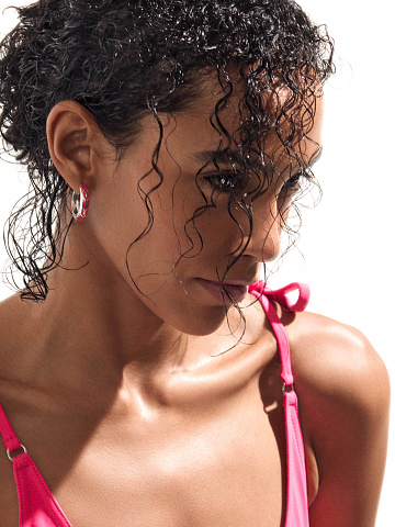 Маленькие хупсы из белого золота c эмалью Tutti Frutti Color, 2