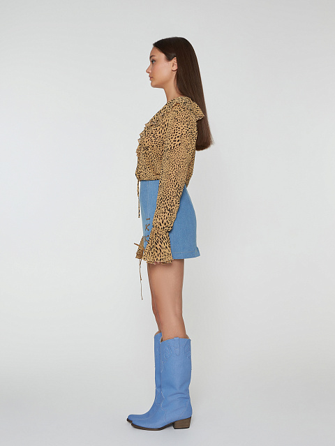 Коричневая блузка из шифона с леопардовым принтом, 7