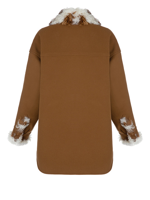 Коричневая объемная куртка с подкладом из овчины, 2