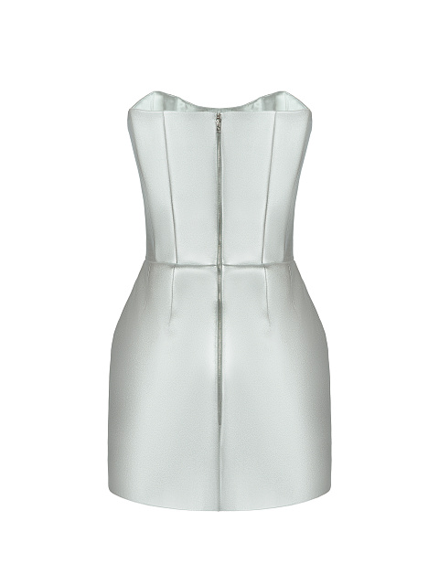 Серебряное платье-мини из кожи, 2