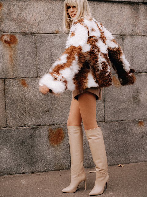 Кремовые кожаные сапоги на шпильке, 5 Кремовые кожаные сапоги на шпильке, 5