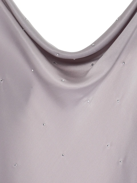 Серое платье-макси из шелка со стразами, 4